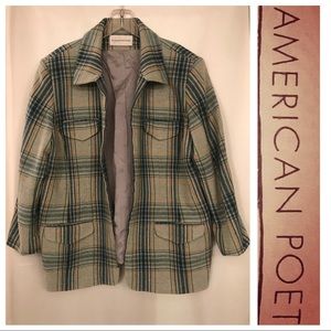 ♦️VINTAGE♦️Evan Picone Wool Blend Plaid Zip JACKET
